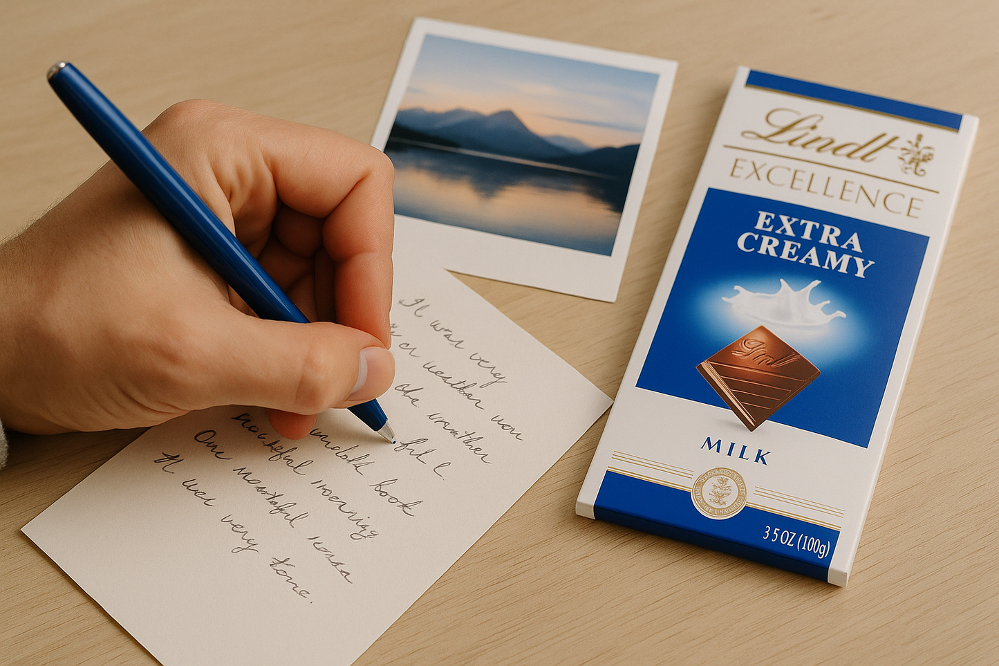 A full encounter: letter, photo, and a small physical object.